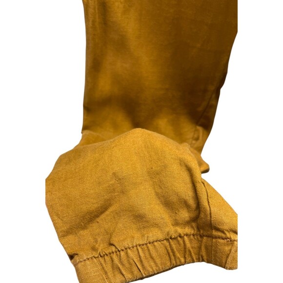 Athleta Pants Women's Size 2 Yellow Cabo 100% Linen Jogger Zipper Pockets - Picture 5 of 7